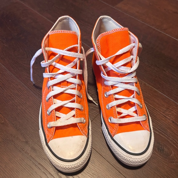 Converse Orange High-Tops with White Accents - Picture 2 of 4